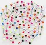 Tongue Barbell Tri-Color UV Tongue Ring 14 Gauge 5/8 (16MM) Length Bar