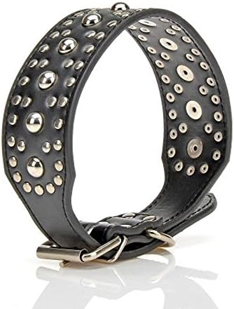 Leather Studded Large Dog Collar 4 Colors 3 Size #Black/Size L