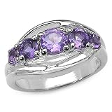 1.20 Carat Genuine Amethyst Sterling Silver Ring