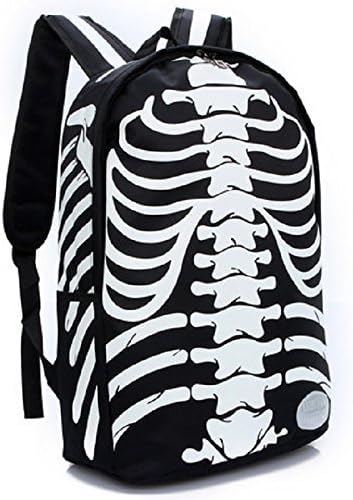 KarenMall Backpack Large Skeleton Skull Head Student Shoulder Bag Large-capacity Canvas Backpack Lively Fashionable Backpack For Men Boy Girl Women Lady