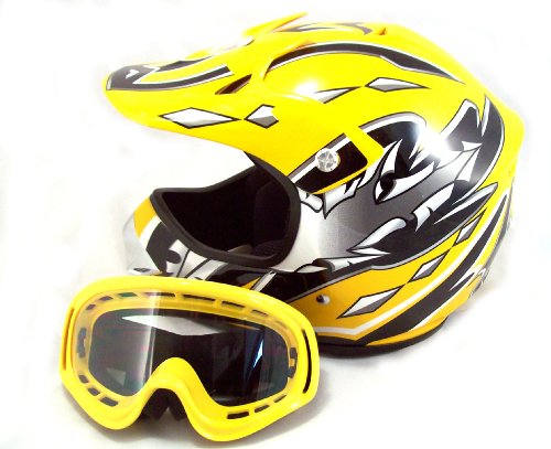 youth atv or motocross helmet and goggles yellow  more detail click!