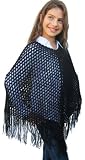 Handmade Open Weave Poncho - 100% Crocheted By Hand - Trendy Black (Teens or Petite Women Clever Gift Idea)