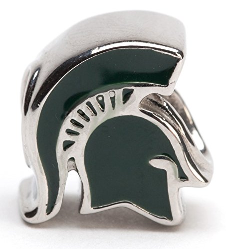 Michigan State 3-D Green Spartan Bead Charm - Fits Pandora & Others - Lifetime Guarantee