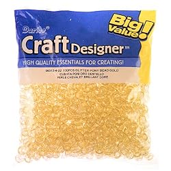 Pony Beads, Gold Glitter, 6 x 9mm, 720pc Pkg