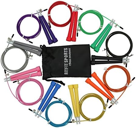 Ritfit Speed Jump Rope - Easily Adjustable Skipping Cable Wire, Perfect For Double Unders, Boxing, CrossFit Training and Daily Fitness Exercise Workout For Men & Women or Kids -- PLUS Free Carry Case -- 100% Lifetime Money Back Guarantee