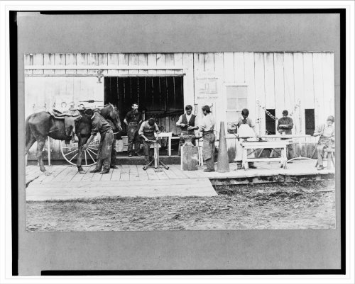Historic Print (L): [Blacksmiths at work at Indian Training School, Forest Grove, Oregon. 1882