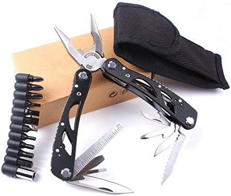 Happycamping Black 24-in-1 Multitool Pliers / Multifunctional Portable Electrical Tool / Folding Pocket Size Non-slip Pincers-Black