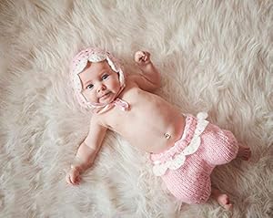 Jastore® Photography Prop Baby Sweet Pink Crochet Knitted Costume Hat Pants