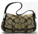 AUTHENTIC COACH ERGO SIGNATURE PATENT LEATHER FLAP 11602 (Khaki/Chocolate)