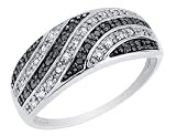 Black and White Diamond Ring 1/5 Carat (ctw) in 14K White Gold