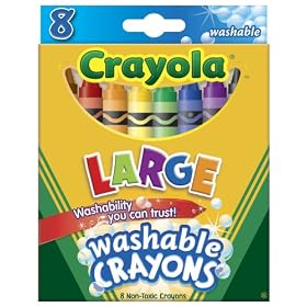 Crayola Washable Crayons, Large, 8 Colors/Box (52-3280)