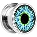 Body Candy Stainless Steel Blue Human Eye Screw Fit Plug Pair (5mm to 20mm)