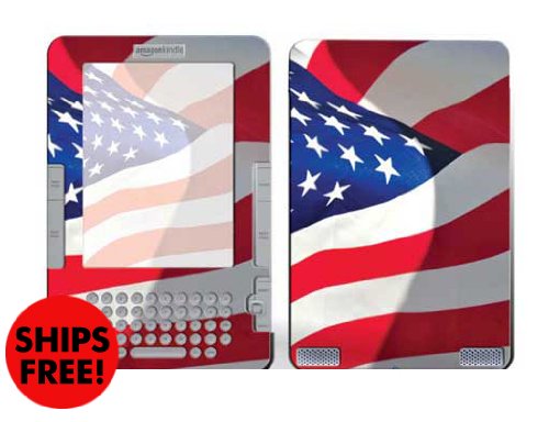 FREE SHIPPING - Amazon Kindle 2 Skins / Kindle sticker / Kindle Decal / Vinyl Kindle Covers - (kinle /kinlde / kindel) Ships Free Kindle books cover! DESIGN::: Red White & Blue - USA American Flag - DC KINDLE SKINS