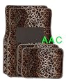 A Set of 4 Universal Fit Animal Print Carpet Floor Mats for Cars / Truck - Leopard