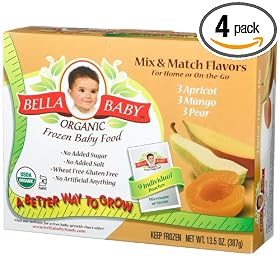 Bella Baby Organic Frozen Baby Food, Mix & Match Flavors (Apricot, Mango, Pear), 9-Count, 1.5-Ounce Pouches (Pack of 4)