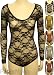 New Ladies Lace Stretch Bodysuit Long Sleeve Womens Floral Body Leotard Top Sizes 8 / 10 , 12 / 14
