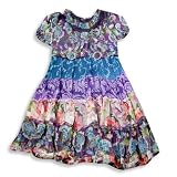 Flowers by Zoe - Girls Short Sleeve Dress, Teal, Purple