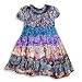 Flowers by Zoe - Girls Short Sleeve Dress, Teal, Purple