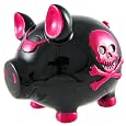 Black Pirate Pig Pink Skull & Crossbones Piggy Bank