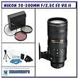 Nikon 70-200mm f/2.8G ED VR II AF-S NIKKOR Lens For Nikon Digital SLR Cameras + 3PC Filter Kit for Digital SLR Cameras + Accessory Kit