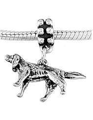 Sterling Silver Irish Setter Dog Dangle Bead Charm