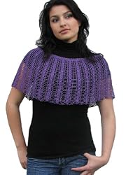 Handmade Shoulder Poncho - Crocheted Entirely By Hand - Dark Purple-Lavender (100% Cotton)
