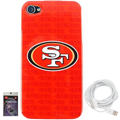 San Francisco 49ers NFL Licensed Snap on Cover for iPhone 4s, 4 with 10ft Charging Cable and Radiation Shield. at Amazon.com