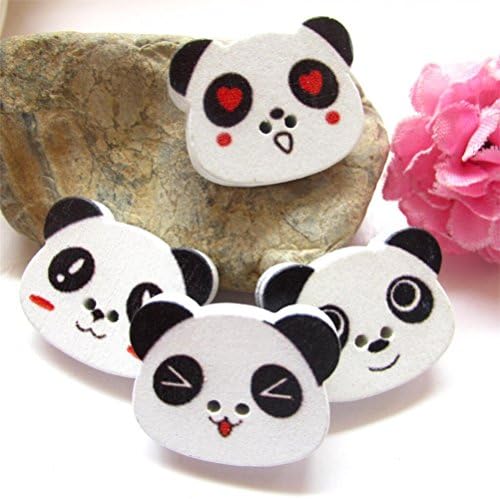 Meritina Blending Four Expression Kinds of Panda Face Wooden Buttons DIY Clothing Accessories for Art Craft Sewing Scrapbooking (50pcs)