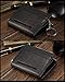 KS Mens Black Leather Credit ID Business Card Holder Wallet with Key Ring KB069