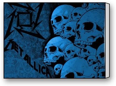 Funnyone Custom Modern Wall Art Decoration for Home Metallica Skulls Blue Canvas Prints