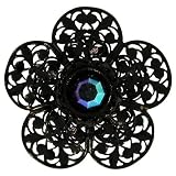 Metal Lace Flower Ring, Adjustable! Gpexclusive! Usa In Aurora Borealis With Black Finish