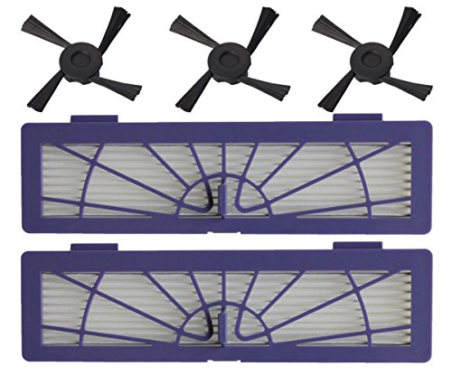 Neato Botvac Series High Performance Replacement Kit Vacuum Cleaner Accessory for 70e 75 80 85 Models-including 2 Pack Filter + 3 Pack Side Brush