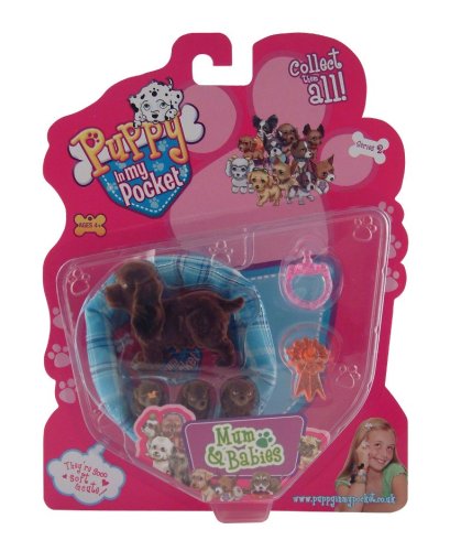 Childrens Toyshop   : Puppy In My Pocket Series 2 - Mum & Babies Pack - Cocker Spaniel Family