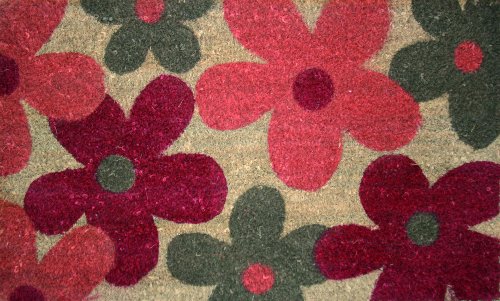 Straits Trading STC Fu&szlig;matte handgetuftete Kokosfaser mit rutschfestem R&uuml;cken, 45 x 75 cm, Blumen-Design
