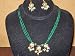 Ethnic Handmade Online Jewelry-green Lacquer Pendant Necklace with Earrings 3pc Set