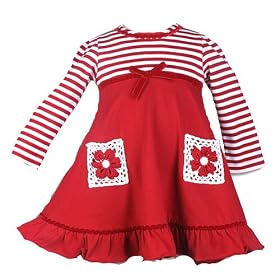 Le Top Baby Toddler Little Girls Red Christmas Holiday Dress 12M-6X