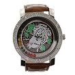 Rebel Tattoo Style Large Watch with Brown Leather Band
