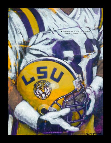 LSU Helmet Series - Large Framed Canvas Art Print - LSU Fighting Tigers