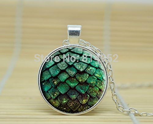 Lawrence Painting Glass Cabochon Necklace Game Of Thrones Inspired Green Dragon Egg A3024