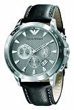 Emporio Armani Gents Sport Chronograph Black Leather Strap Watch