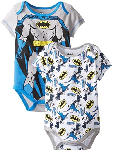 Warner Brothers Baby Baby-Boys Newborn Batman 2 Pack Bodysuit, Grey, 6-9 Months