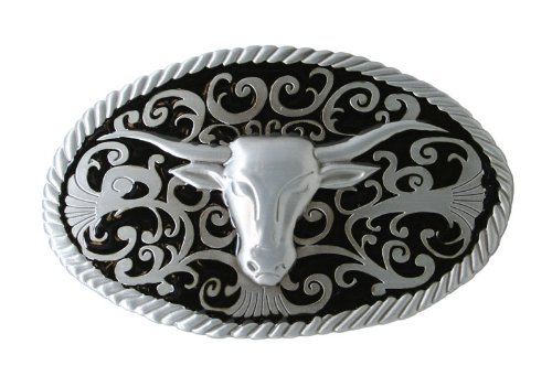 Western Longhorn Belt Buckle - Black