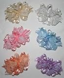 CLEARANCE New Satin & Lace Hairbows ~ Blue or Peach Remaining