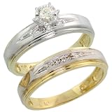 10k Gold 2 Piece Diamond Engagement Ring Set w/ Rhodium Accent, w/ 0.13 Carat Brilliant Cut Diamonds, 3/16 in. (5mm) wide 51M5l0OJMbL. SL160 10k Gold 2 Piece Diamond Engagement Ring Set w/ Rhodium Accent, w/ 0.13 Carat Brilliant Cut Diamonds, 3/16 in. (5mm) wide