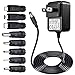 SoulBay 5V 2A Power Supply Adapter 10W AC100-240V to DC 5 Volt 2Amp Versatile Charger Cord with 8 Plugs for USB Hub TV Box Tablet Camera Speaker GPS Webcam Router and More 5vdc Electronics, 5FT