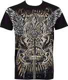 Sword and Griffin Metallic Silver Embossed Short Sleeve Crew Neck Cotton Mens Fashion T-Shirt ( 2 Colors )