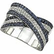 14Kt White Gold Overlapping Blue Sapphire and Diamond Ring