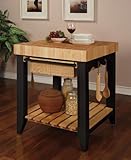 Powell Color Story Black Butcher Block Kitchen Island
