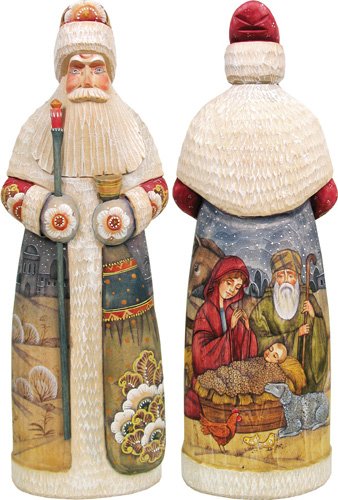 Devotional Santas with Nativity Set, Masterpiece Collection, Wood Carved, Holy Family, A child is Born