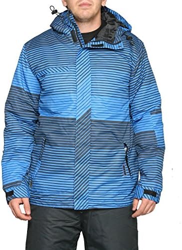 Zonal Linner Blue Men's Snowboard Ski Jacket with Black Pants Set (XXL)